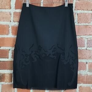 Vivienne Tam Black Lace Pattern Midi Pencil Skirt Women's 0